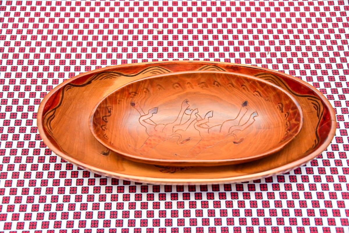 Carved wood serving dishes